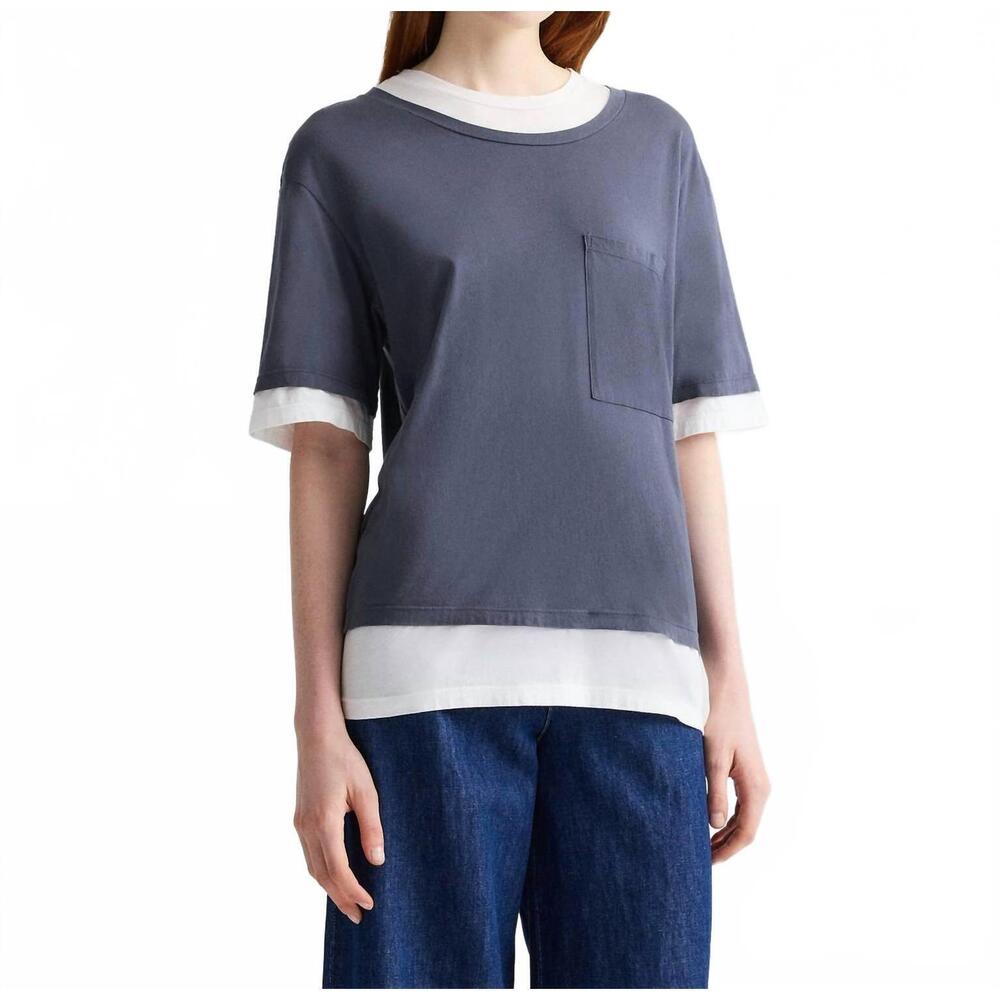 NEW TWP double up tee in charcoal/white